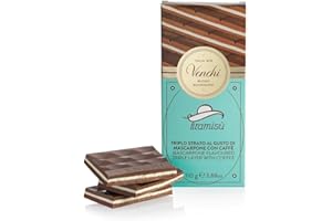 Venchi - Tableta Tiramisú, Chocolate Negro, Crema de Mascarpone y Pasta de Café, 110 g, Sin Gluten, Sin Colorantes y Sin Conservantes