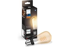 Philips Hue White Filament ST64 Smart Light Bulb [E27 Edison Scew] with Bluetooth, for Indoor Decorative Home Lighting, Vintage.