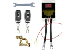 LIROPAU Desconectador de Bateria Coche 12V 200A Interruptor de Desconexión de Batería Remota con Indicador LED de Tensión, Interruptor Desconectador Batería con 2 Mandos a Distancia para Coches, RV, Camión