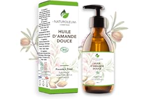 NATUROLEUM HUILE D'AMANDE DOUCE 100% BIO, pure et naturelle, pressée à froid- Extra Vierge - soin du corps peau visage cheveux, vegan (200 ml)