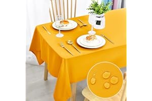 DWCN Tovaglia antimacchia, lavabile, impermeabile, per sala da pranzo, casa, giardino, feste e matrimoni, 135x180cm, colore: giallo