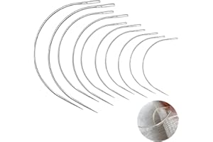 QTTVBTNA 10 Stück Gebogene Nadeln Set, Gebogene Nadeln Dünn Nadel Polsternadel, Rund Leder Sattlernadel Perücke C Gebogene Nadeln, Leder Nähen Nadel für Lederprojekte Teppich oder Segeltuch