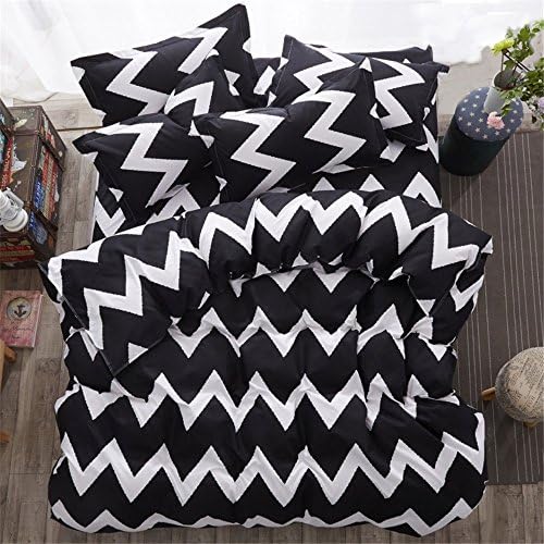 MDCT Geomatric Black White Chevron Striped Duvet Cover with Pillowcase Bedding Set King Size 220x230cm