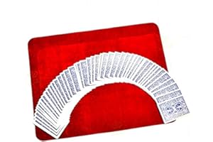 MilesMagic Magician’s Card Mat for Playing Cards, Poker, Coins Routines, Gimmicks and Magic Trick Close Up Performances | Made of Velvet, Soft and Light (Red)