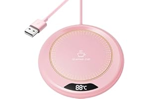 FROVI Chauffe Tasse Bureau, Réchauffe Tasse à 3 Réglages de Température, Chauffe-Tasses USB, Chauffe Tasse de Café, Chauffe-Tasse Électrique, Chauffe-Tasse, Arrêt Automatique Pendant 8 Heures (Roses)