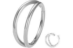 ESHIONER G23 Titanio Ipoallergenico Piercing Naso Anello Argento Oro Piercing Septum Piercing Orecchio Cartilagine Piercing Trago Helix 14G 16G 6MM/8MM/10MM/12MM Nostril Piercing 1 Pezzo