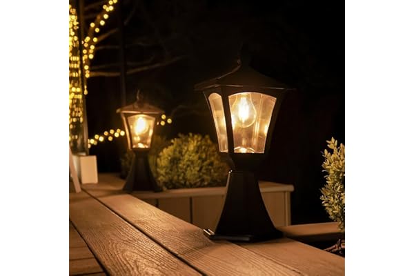 Festive Lights Lampadaire Solaire LED Extérieur en Aluminium - Design Traditionnel ou Moderne - Taille et Têtes au Choix - Produit Waterproof pour le Jardin (Traditionnel Ampoule Filament, Borne)