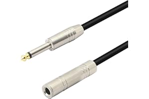 PNGKNYOCN Cable de extensión de audio mono macho a hembra de 6,35 mm TS para amplificadores, instrumentos y micrófono (55 cm)
