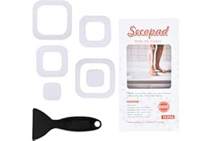 Secopad - 72 Adesivi Antiscivolo, con scolpiture, per vasche da Bagno e docce, con Raschietto (Trasparente)