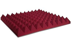 KEYHELM S.R.L. Pannello Fonoassorbente Piramidale 6cm Verniciato Bordeaux - 50x50cm - Pacco da 4(1m²)