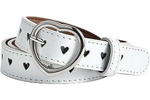 Copbopwn Girls belt Kids Belt Cute Heart PU Leather Belt Elastic Belt Adjustable Stretch Belt with Heart Buckle Skinny Belt for Boys Girls Ladies Belts for Jeans Dresses Jumpsuit Trousers