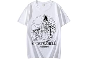 OUHZNUX Ghost in The Shell Personnage Kusanagi Motoko T-Shirt Imprimé, Mode Hommes et Femmes Lâche Casual Confort Simple Anime Pull à Manches Courtes, Hip Hop Casual Unisexe Sweat (XS-3XL)