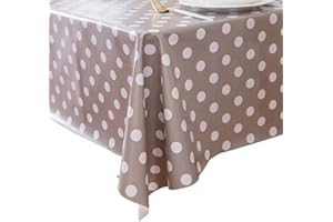 Vinylla Polka Dot Taupe Easy Wipe Clean PVC Tablecloth