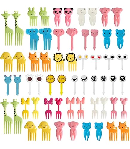 Forchettine Frutta Per Bambini - 24 Pezzi Colorati Per Feste E Bento Box - Foto 2