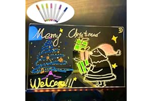 HOIDOKLY Lavagna in acrilico cancellabile a secco con luce, nuova lavagna LED 2026 con luci colorate, lavagna cancellabile con luce LED con supporto regolabile e penna a 7 colori, lavagna illuminata a LED per