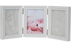 WSLCN Empreintes de Bébé Cadre Argile Kit Photo Avec Tampon Encreur DIY Nouveau-né Empreinte de Main de Bébé Empreintes Fournie Chiens Kit Cadre Photo Chats Kit de Cadre Table Blanc 35 * 15.5cm
