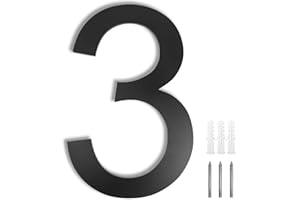 Meision Hausnummer Anthrazit Edelstahl Hausnummer RAL 7016 Feinstruktur Pulverbeschichtet aus Massivem Schrift Arial Mit Schrauben Höhe 20cm - Ziffer 3