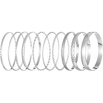 Set Di 10 Braccialetti Rigidi In Acciaio Inossidabile - Placcati Oro 14K, Stile Bohémien Vintage, Regolabili, Per Donna