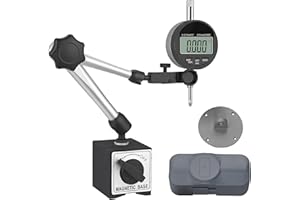 Neoteck Comparatore Centesimale Digitale 0-12.7mm con Base Magnetica Set LCD Indicatore Elettronico 0.01/0.0005'' Unità Pollici/Metrica Autospegnimento con Braccio Flessibile Porta Quadrante ON/OFF