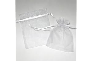 LITTLE SNOW DIRECT 10pcs 7x9cm Organza Gift Favour Bags Wedding Jewellery Drawstring Pouches - White