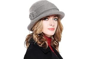 CheChury Gorro de Invierno Mujer Elegante Sombrero de Punto Gorras Mujer Vintage Lana Cloche Sombreros Vintage Gorro Francés Invierno Gorro de Punto Cálido Sombrero de Invierno Gorro Mujer Forro Polar