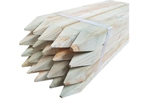 P DOT WOLF 4ft x 10 Fence Post Garden Square Tree Stakes Tanalised Treated Timber Fence Posts 45mm x 45mm Planed All Round Wooden Stakes Durable Outdoor Garden Fencing Supports Pressure Treated Timber Posts