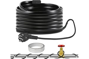 TOFFCAEA Cavo Scaldante per Tubi Antigelo, Tubo di Riscaldamento antigelo autoregolante con termostato, protezione antigel, per tubo dell'acqua, impermeabile (12M) (Nero, 4 Metri)