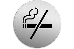 OFFORM DESIGN Cartello Vietato Fumare Targa Targhetta Ø 75 mm Alluminio Spazzolato Auto-adhesiva