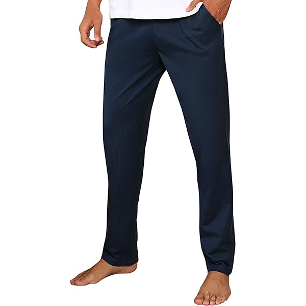 PrinStory Heren pyjama bodems gebreide pyjama broek zachte heren pyjama broek comfortabele lounge broek met zakken pyjama broek, Zwarte Panter, L