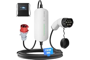 EVSEdesigner Wallbox portatile 11kW Cavo di ricarica CEE 16A a caricatore EV di tipo 2 con borsa di trasporto per tutti i veicoli elettrici Max 11kW 16Amp 6 Metri Trifase