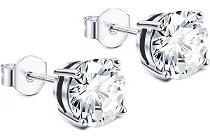 Dochais zirkon örhängen 925 sterlingsilver för kvinnor män örhängen små runda kristall gnistrande örhängen allergivänliga smy