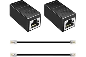 KMUQSHY 2 Stück RJ45 auf RJ11 Adapter, 8P8C auf 6P4C, Telefonkabel + RJ45 Erweiterung Konverter Schwarz, Verbinder für Telefonkabel auf ADSL Modem, Hohe Qualität Vergoldete Kontakte