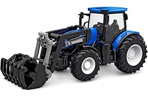 Kids Globe RC Tractor 2.4 GHz Bulldog with Light and Front Loader, Length: 27 cm, Blue, with Remote Control, from 6 Years, 510315