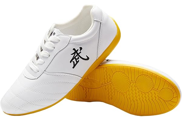 ForceRoute Chaussures Art Martiaux,Chaussures de Taichi,Chaussures de Taekwondo,Unisexe,Arts Martiaux Kung Fu Baskets Cuir,Enfants,pour Homme et Femme,Léger,Non Slip,Respirant,pour Marche Fitness