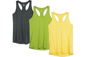 icyzone Camiseta de Tirantes Fitness Deportiva Mujer, Pack de 3