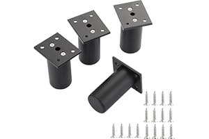 SUMTree 4 Stück 8cm Möbelfüße aus Alulegierung Schrankfüße Beine für Stühle Tisch Schrank Schreibtisch Sofa Möbelbeine mit Schrauben Einfachen Montage Runde(Schwarz)
