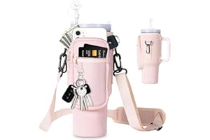 EEPLUYTY Bolsa para Stanley Cup De 1,2 l/40 Oz, Accesorios para Stanley Cup, Bolsa con Bolsillo para Teléfono, Llavero, Mosquetón y Correa De Hombro Ajustable (Modern, Rosa)