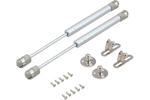 BOHANER 2 molle a gas 200N, 2 cerniere per ante di armadietti, sollevabili, con molla a gas, supporto per barra di appoggio per armadietti da cucina, pressione 100/200 N (200 N)