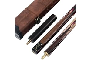 CUESOUL Taco de Snooker Clásico Artesanal 57 Inches 18 oz de Palo de Rosa con Unión 3/4 - Estuche Protector de Cuero Sintético, Culata de Palo de Rosa, Punta 9,5 mm Juego de Tacos de Snooker