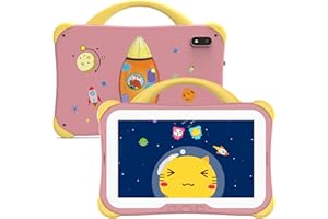 weelikeit Kids Tablet, Android 14 Tablet for Kids, 7 inch with Case, 8GB (4+4), and 64GB (Expandable up to 512GB) for Toddler Children, Parental Control, Dual Camera, WiFi, Gift, for Ages 3-14 (Pink)