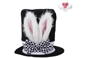 Makenlug Easter Bonnet - Easter Day Bunny Ears Hat Nose, Adults Wonderland Rabbit Hat for School Book Week + World Book Day Fancy Dress Costume Accessory