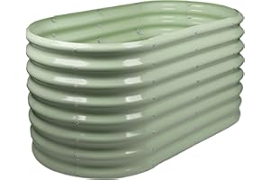 Harbour Housewares Raised Garden Bed - Green - 120 x 60 x 60cm - Rounded - Bottomless Metal Raised Bed Galvanised Steel Planter Box for Growing Outdoor Plants, Vegetables, Flowers and Herbs