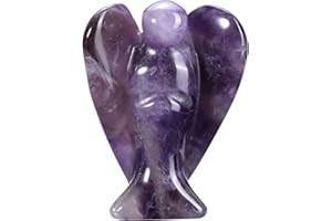 CrystalTears Natural Amethyst Crystal Pocket Guardian Angel, 1.5" Reiki Healing Crystal Gift for Christmas