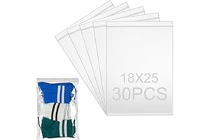 GESDYO 30 Pcs Reusable Ziplock Bags Clear Seal Bags Reusable Saving Space Plastic Ziplock Seal Clothes Bags,Suitable for socks, cosmetics, toiletries storage 18×25cm