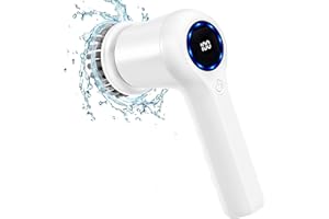 GRUTTI Electric spin scrubber cordless,Power Scrubber with 5 Replaceable Brush Heads and 2 Rotating Speeds,Portable Electric Cleaning Brush with led display for for Bathroom, Tub, Tile, Floor, Car