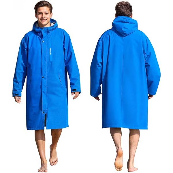 Owntop Zwemparka voor volwassenen en kinderen, waterdicht en winddicht, oversized surfponcho met pluche gevoerde zakken en badge, voor zwembad, strand, surfen, kamperen