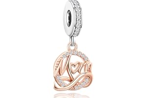 Annmors Charm Forever Mom Love Bead Charm Donna argento Ciondolo a forma di, in argento Sterling 925, compatibile con braccialetti e collane europei