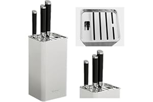 Quintrost Ceppo Portacoltelli da Cucina senza Coltelli, Universal Porta Coltelli Cucina, Ceppo Portacoltelli Vuoto, Moderno Portacoltelli per Tutti da Cucina, Bianco