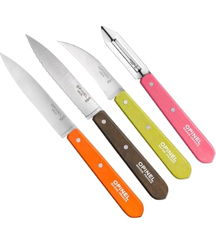 Opinel Gemüsemesser No. 114 – Gebogene Klinge, Buchenholzgriff Hellgrün