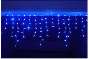 JNDEE Icicle Christmas Fairy Lights Waterproof Outdoor/Indoor use. Lovely Blue 400 LED 10M Wide 80 Drops Plus a Massive 10M Lead Cable, 8 Modes, Low Safe Voltage